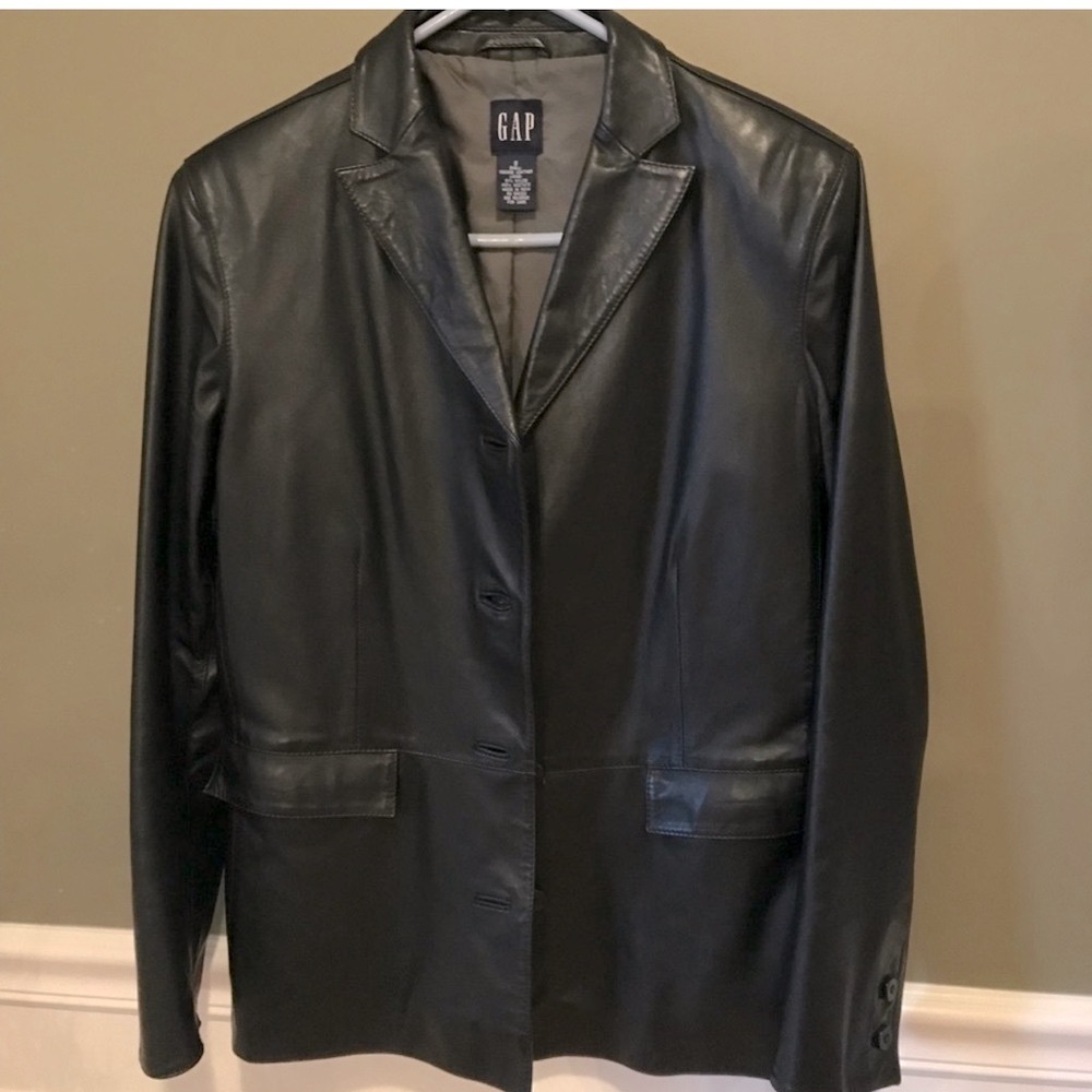 Black Gap leather jacket Vintage Small Rare